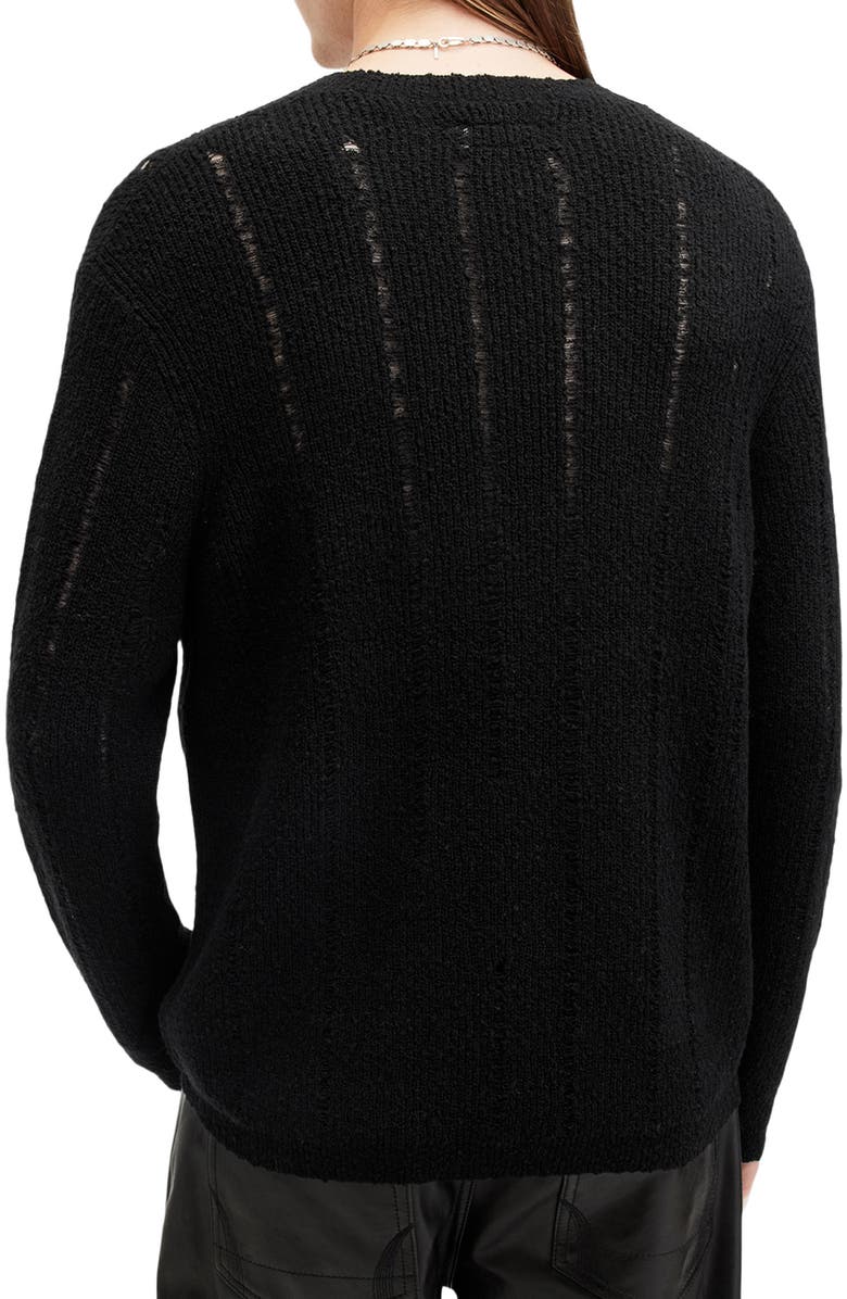 AllSaints Hades Distressed Merino Wool Blend Crewneck Sweater, Alternate, color,