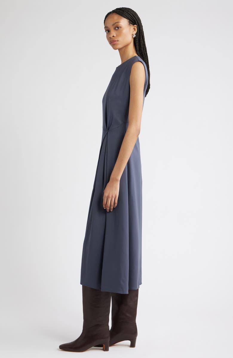 Front Pleat Midi Dress