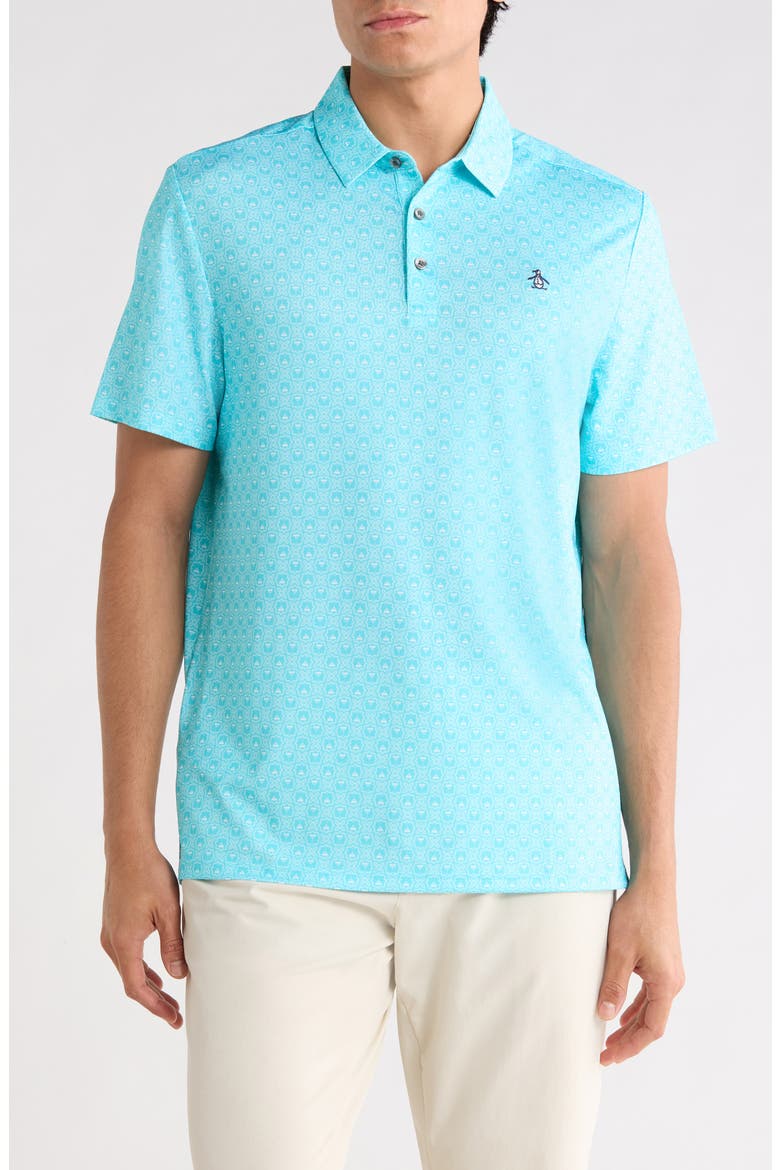 Tini Geo Print Polo, Main, color, BLUE RADIANCE
