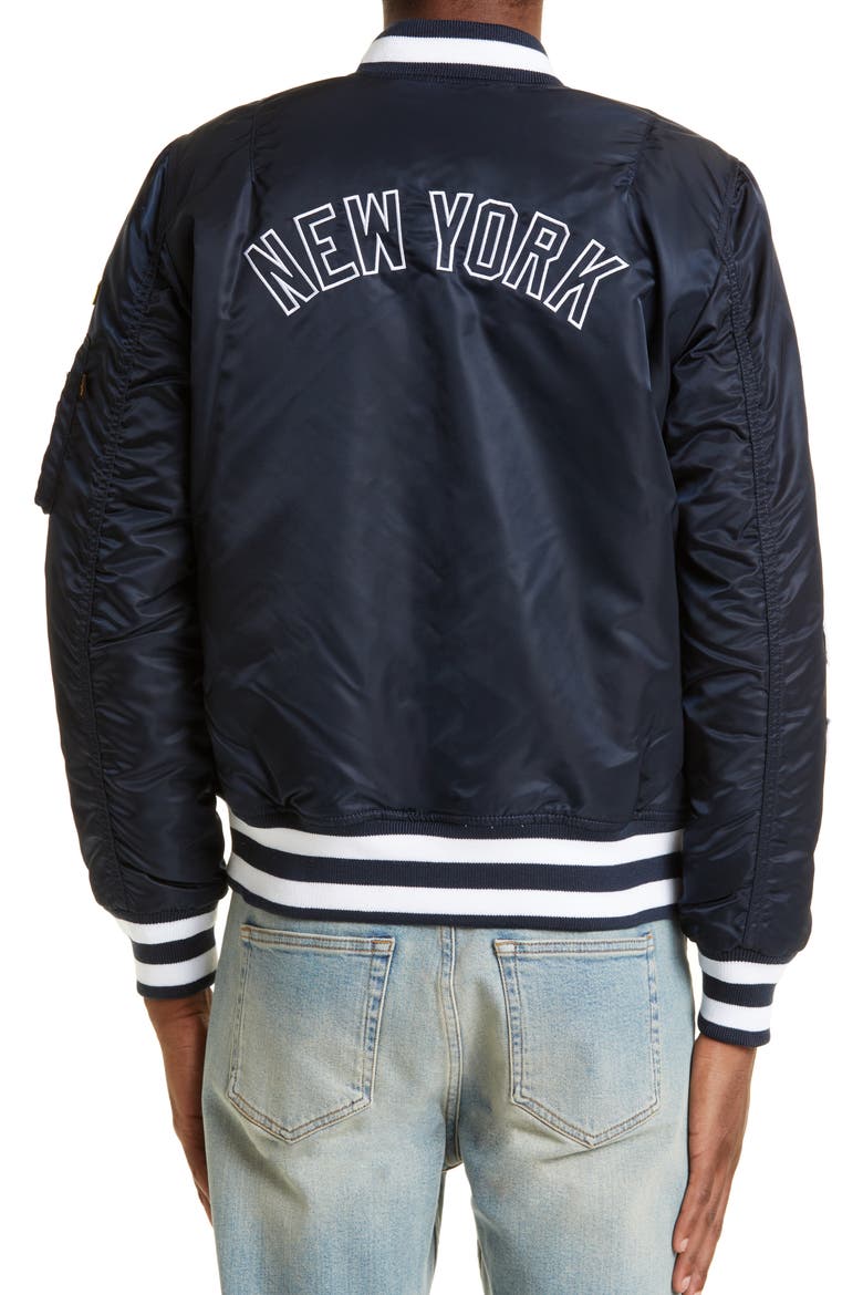 Baseball Patch Bomber Jacket, Alternate, color, BLUE