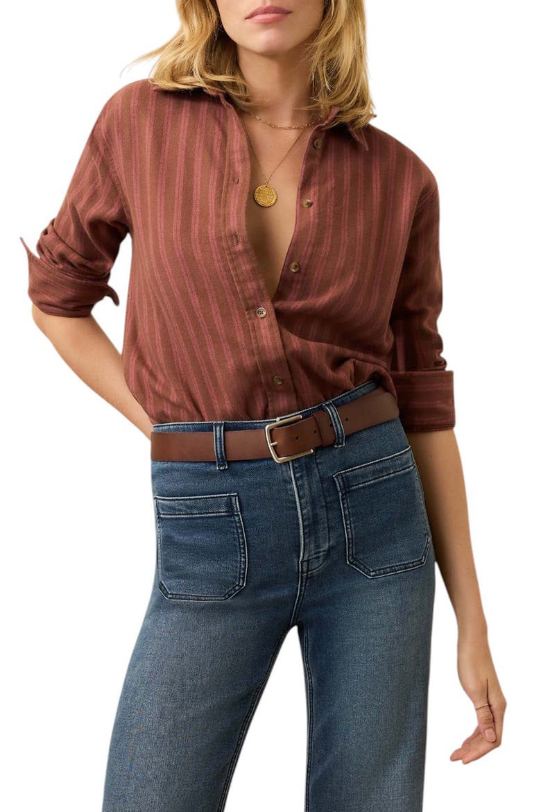 Nazaré Relaxed Flannel Button-Up Shirt, Main, color, CLIFF WALK STRIPE