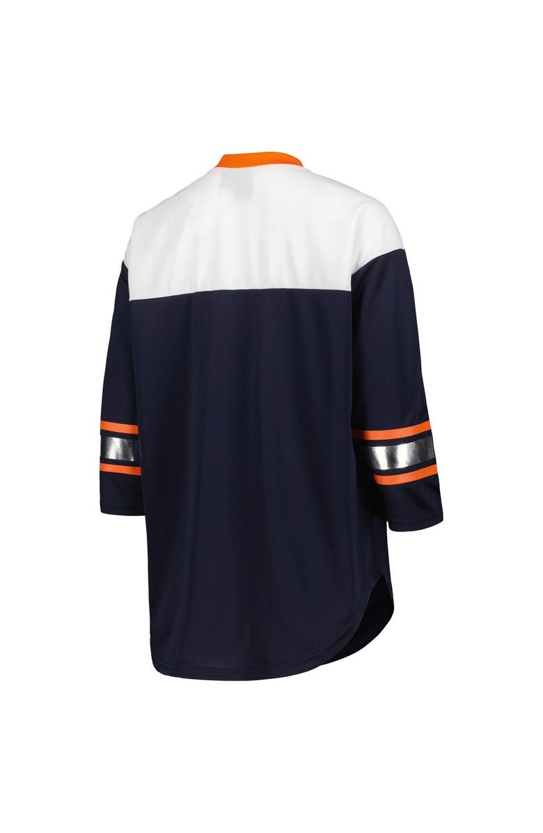 G-III 4HER BY CARL BANKS Women's G-III 4Her by Carl Banks Navy/White Chicago Bears Double Team 3/4-Sleeve Lace-Up T-Shirt, Alternate, color, Navy