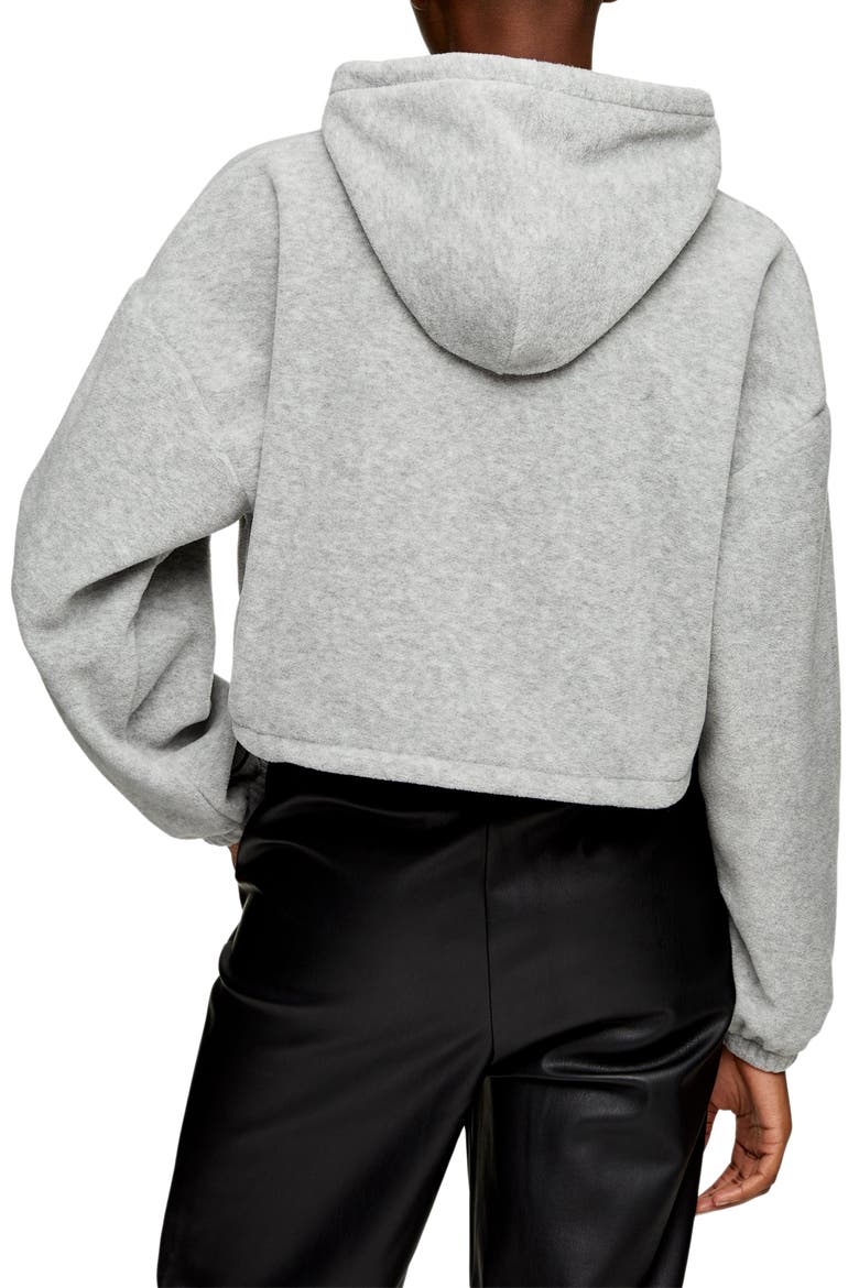 Crop Fleece Hoodie, Alternate, color, GREY