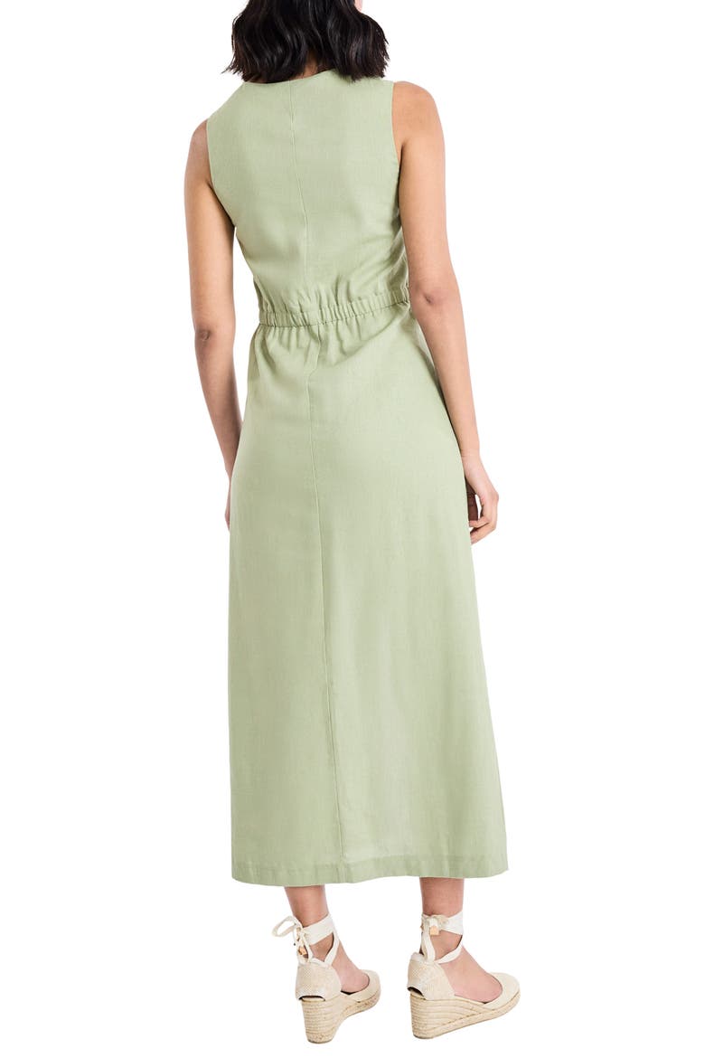 linen blend maxi dress product info and reviews Linen Blend Sleeveless Stand-Collar Maxi Dress 5 Colors S3XL Navy Blue / M