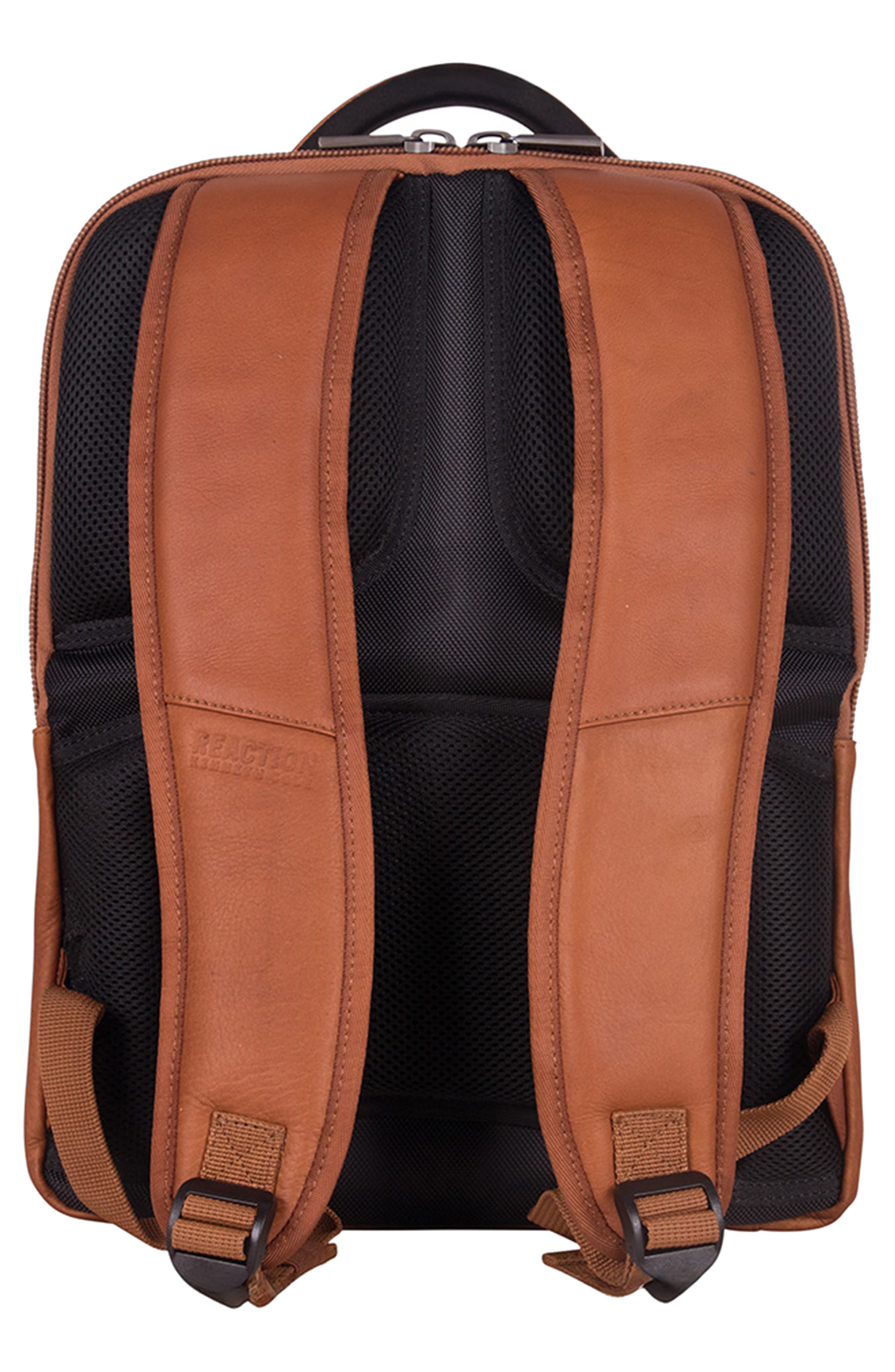 Kenneth Cole Colombian Leather Backpack, Alternate, color, Cognac
