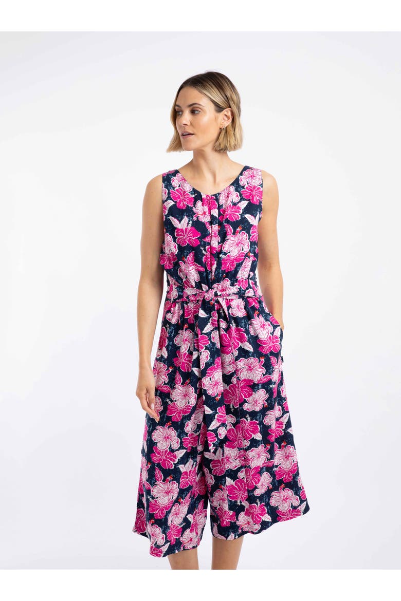 Nalani Printed Viscose Jumpsuit, Alternate, color, Fuchsia Punch