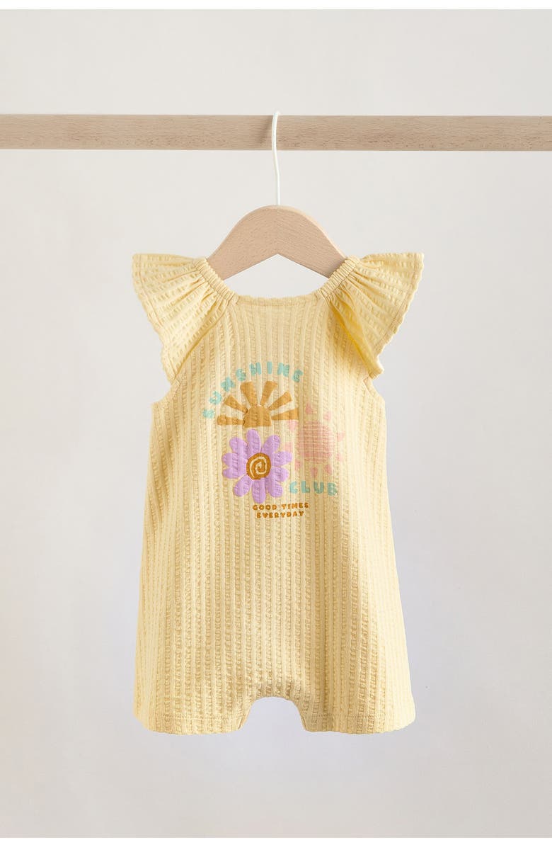 NEXT 2-Pack Assorted Frill Cotton Rompers, Alternate, color, Neutral