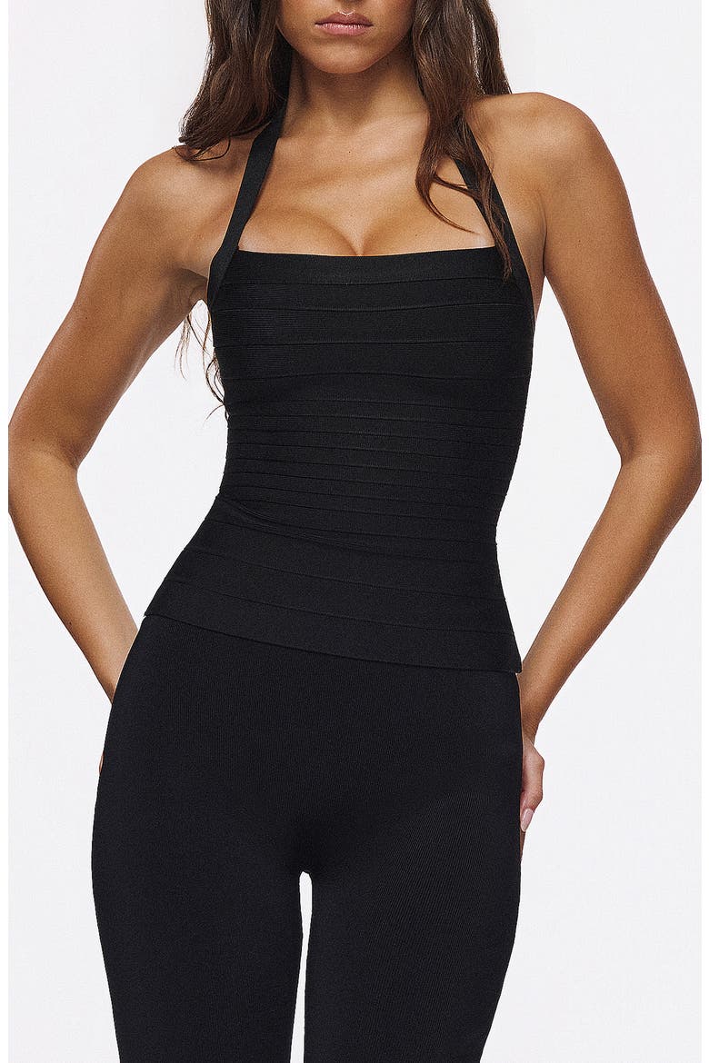 The Silhouette Bandage Halter Top, Main, color, BLACK
