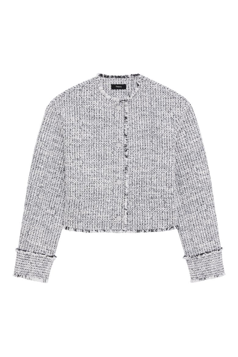 Fray Trim Crop Tweed Jacket, Alternate, color, WHITE MULTI