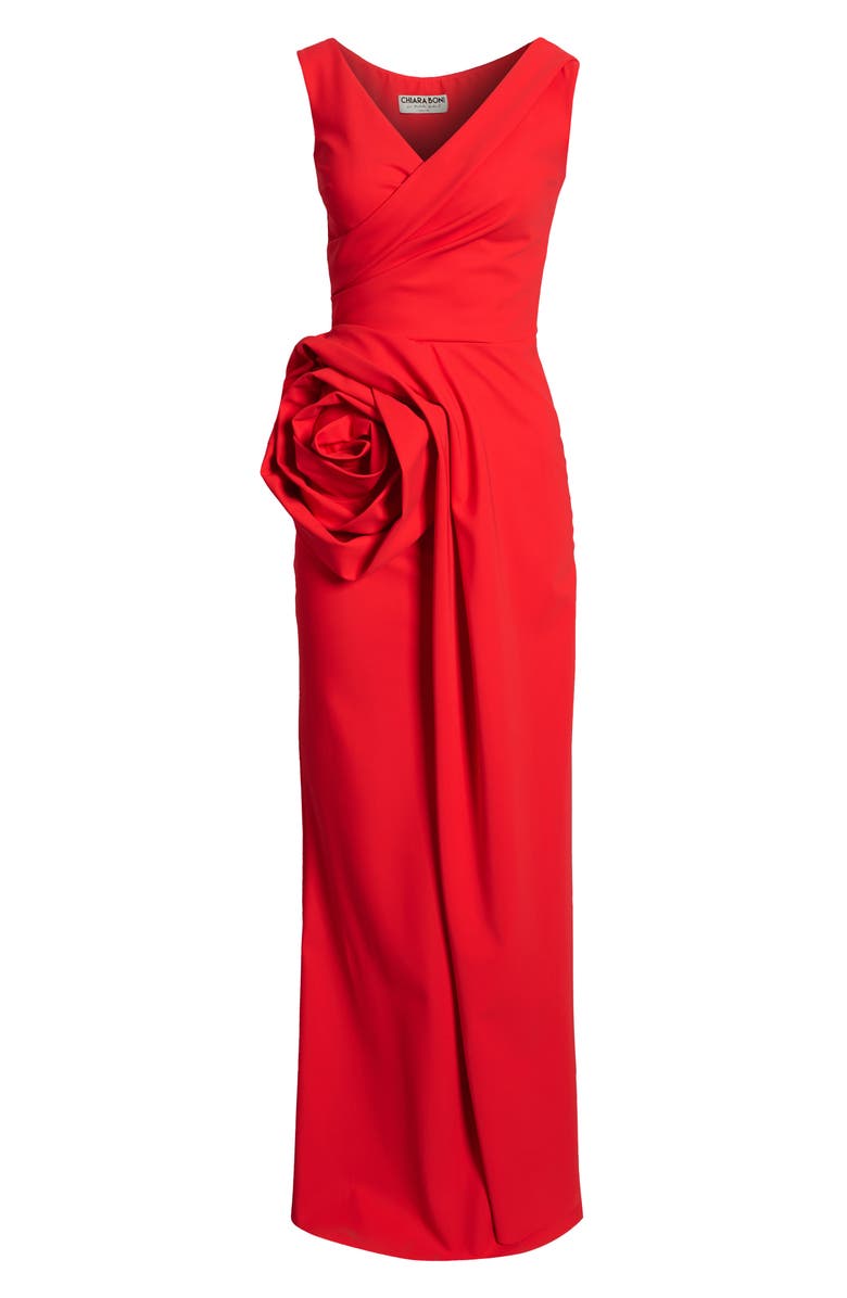 Chiara Boni La Petite Robe Tekkan Sleeveless Rosette Mermaid Gown, Alternate, color, Geranium