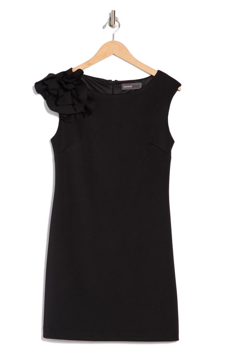 Donna Ricco Rosette Cap Sleeve Sheath Dress, Alternate, color, Black