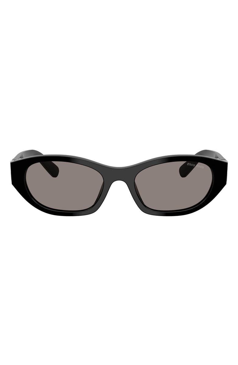 Miu Miu 53mm Irregular Sunglasses, Main, color, Black / Dark Grey