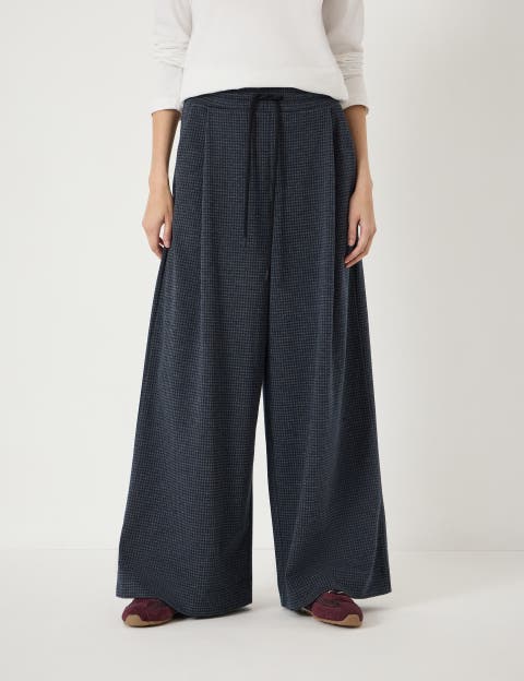 Taylor Check Wide Leg Jersey Pants