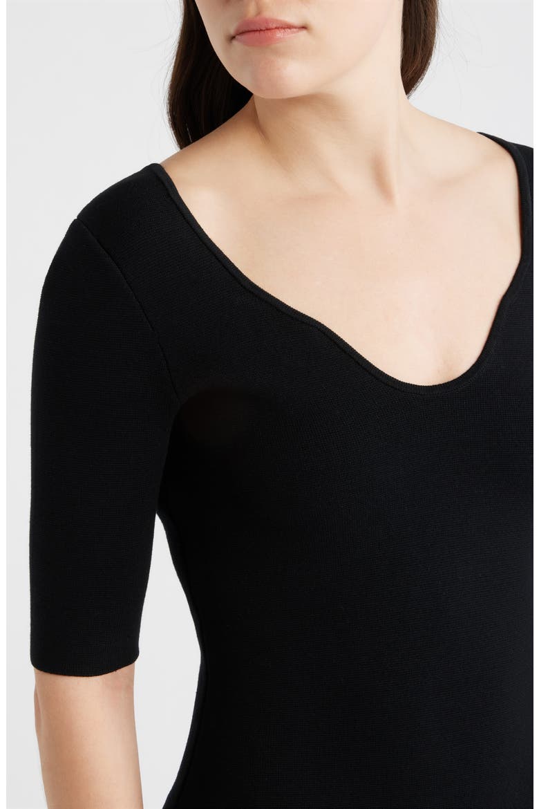 Fosa Tulip Hem Midi Dress, Alternate, color, BLACK