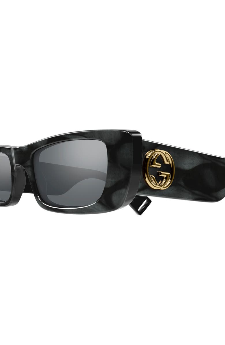 Gucci 52mm Mirrored Rectangular Sunglasses, Alternate, color, 