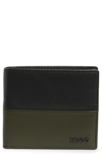 Hugo Boss Boss Mett Leather Bifold Wallet In Black