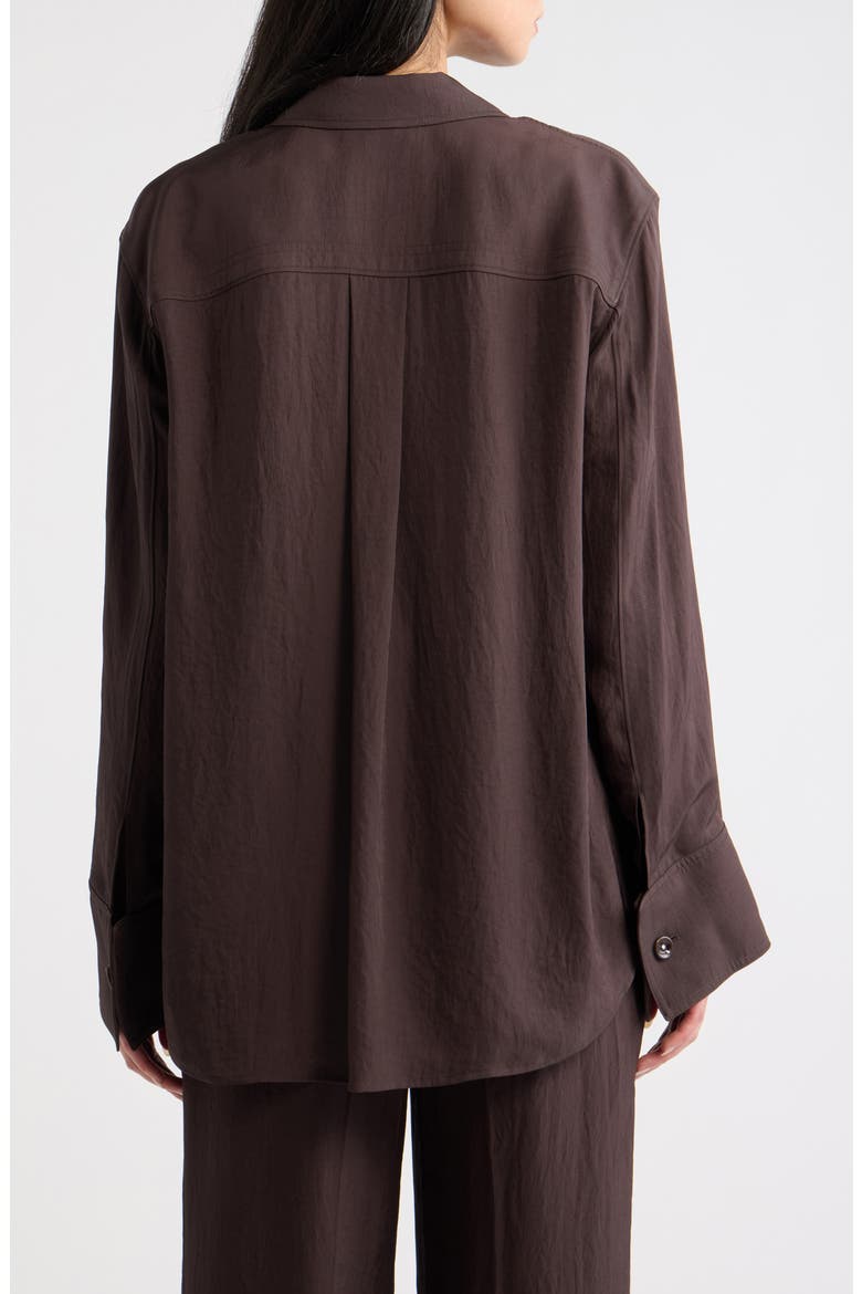 Washed Twill One-Button Blazer Shirt, Alternate, color, DARK BROWN - D1S