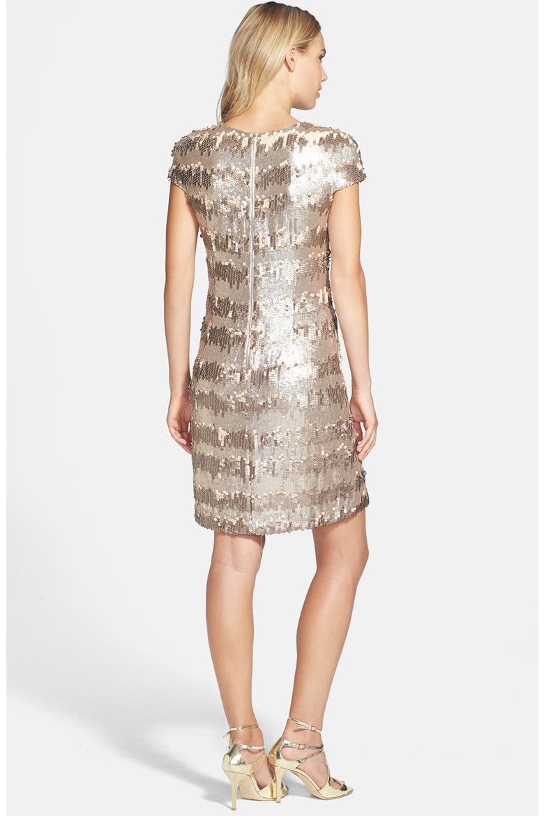 Gold Paillette & Sequin Shift Dress, Alternate, color, GOLD