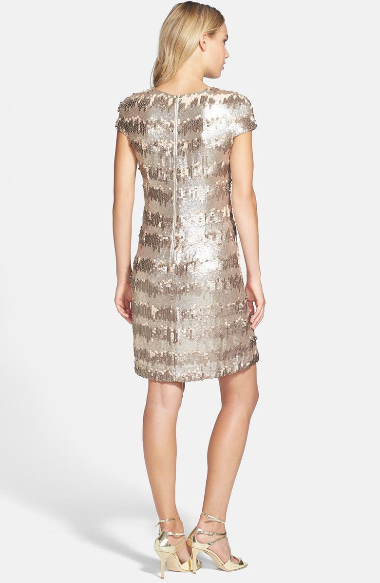 Vera Wang Gold Paillette & Sequin Shift Dress, Alternate, color, 