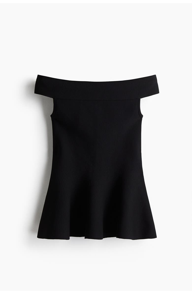 H&M Off-the-shoulder Peplum Top, Alternate, color, Black