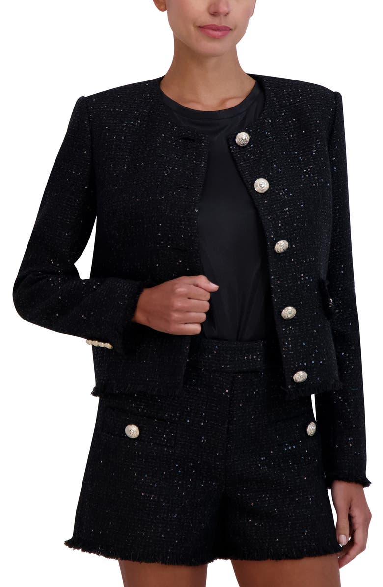 BCBGMAXAZRIA Sequin Tweed Jacket, Alternate, color, 