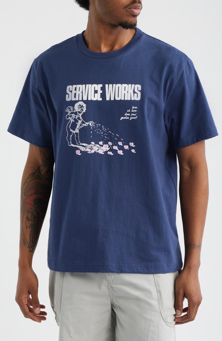 Service Works Garden Graphic Organic Cotton T-Shirt, Main, color, Navy