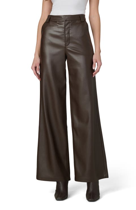 The Mia High Waist Faux Leather Wide Leg Jeans