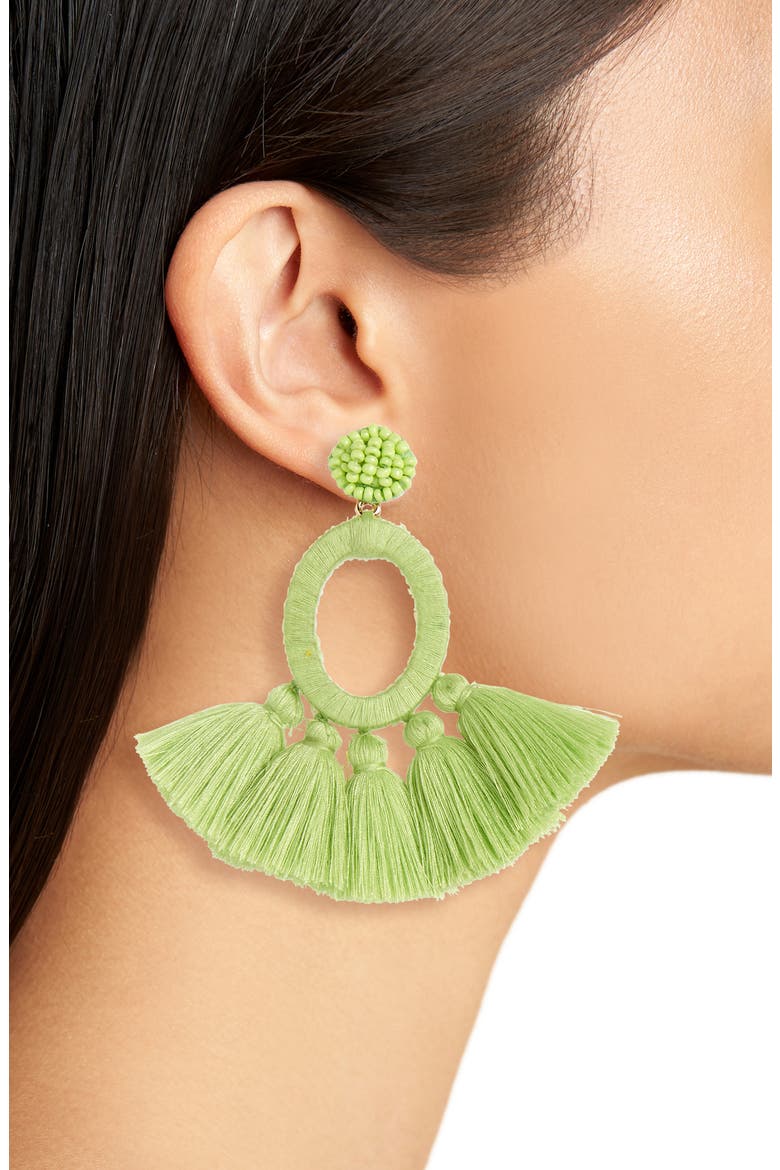 Abacos Tassel Earrings, Alternate, color, LIME GREEN