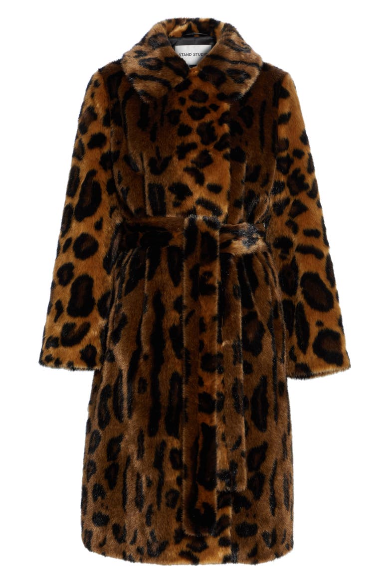 Irina Leopard Print Faux Fur Coat, Alternate, color, ANIMAL PRINT/ YELLOW