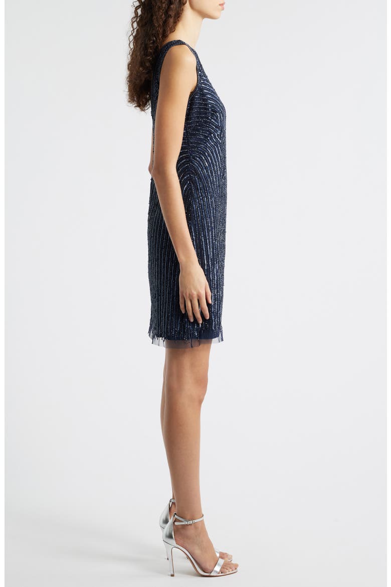 Beaded Sleeveless Cocktail Dress, Alternate, color, NAVY