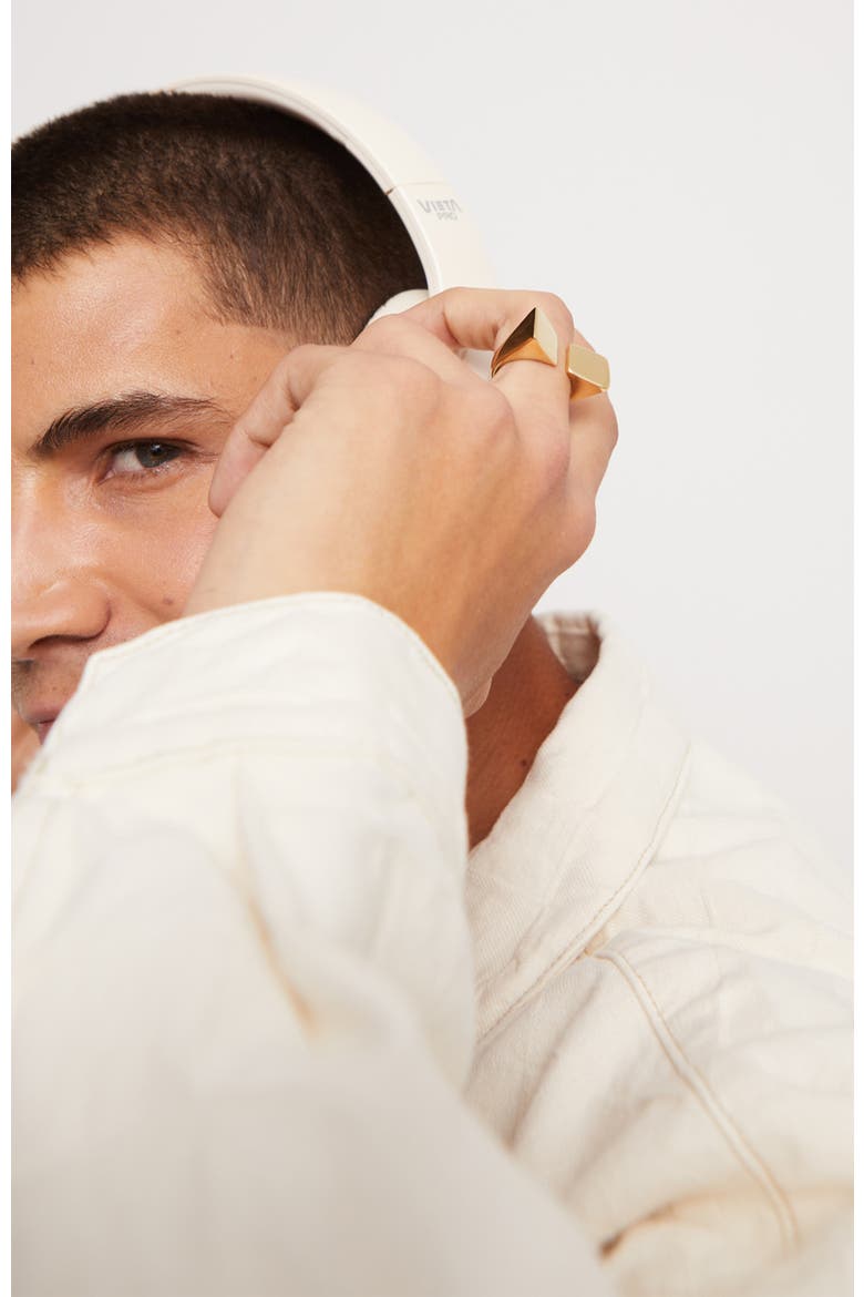18K Gold-Plated Ring with Smooth Finish and Square Shape, Alternate, color, Gold