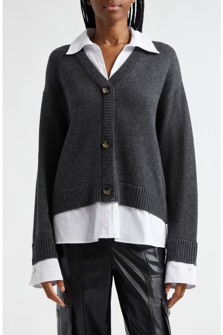 Megan Mixed Media Pullover Sweater, Main, color, CHARCOAL/ WHITE