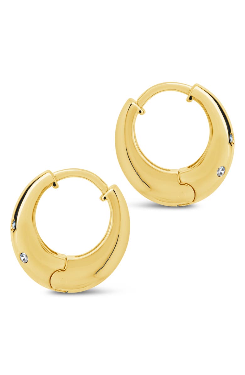 Sterling Forever Sierra CZ Hoop Earrings, Alternate, color, Gold