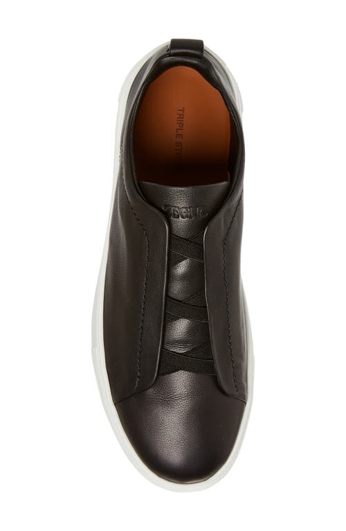 Zegna Leather Sneakers In Black