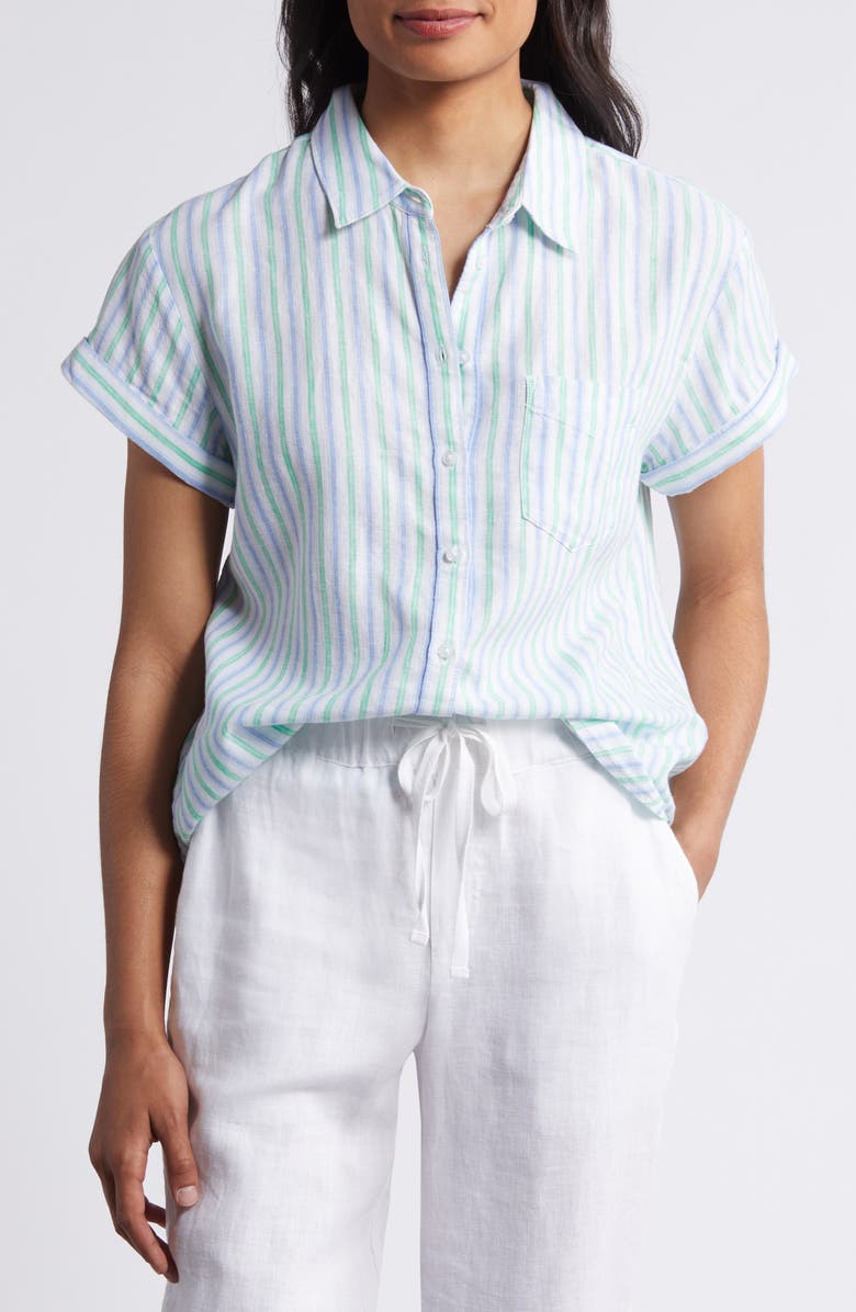 Caslon<sup>®</sup> Linen Blend Camp Shirt, Main, color, 