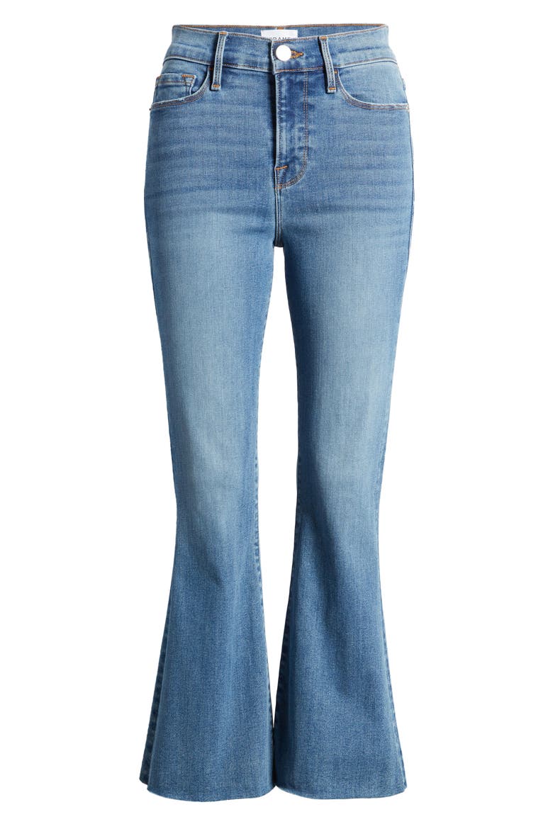 Le Crop Flare Raw Hem Jeans, Alternate, color, MORNING BLUE