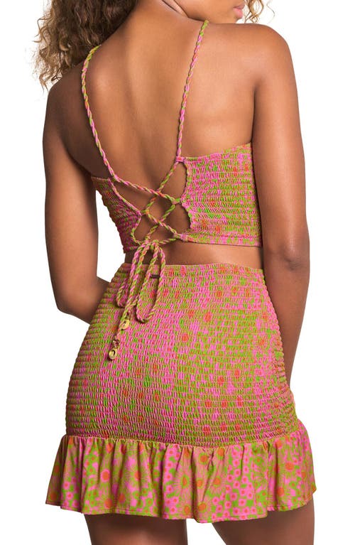 Maaji Coneflower Marianne Smocked Halter Top In Pink