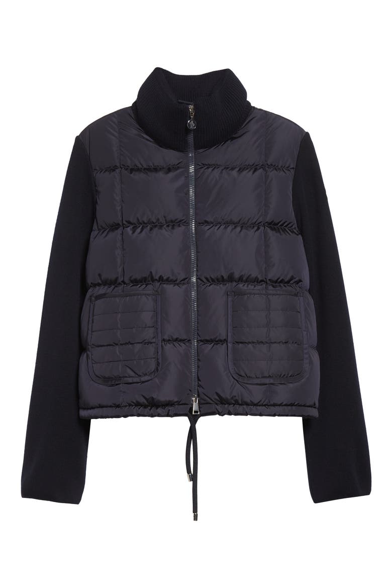 Virgin Wool Knit & Down Cardigan, Alternate, color, NAVY