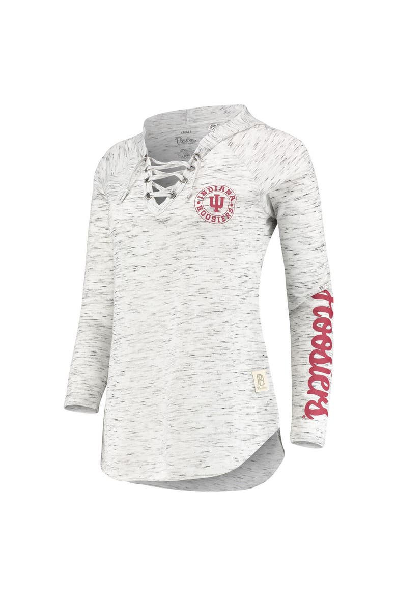 Women's Pressbox Gray Indiana Hoosiers Space Dye Lace-Up V-Neck Long Sleeve T-Shirt, Alternate, color, Gray