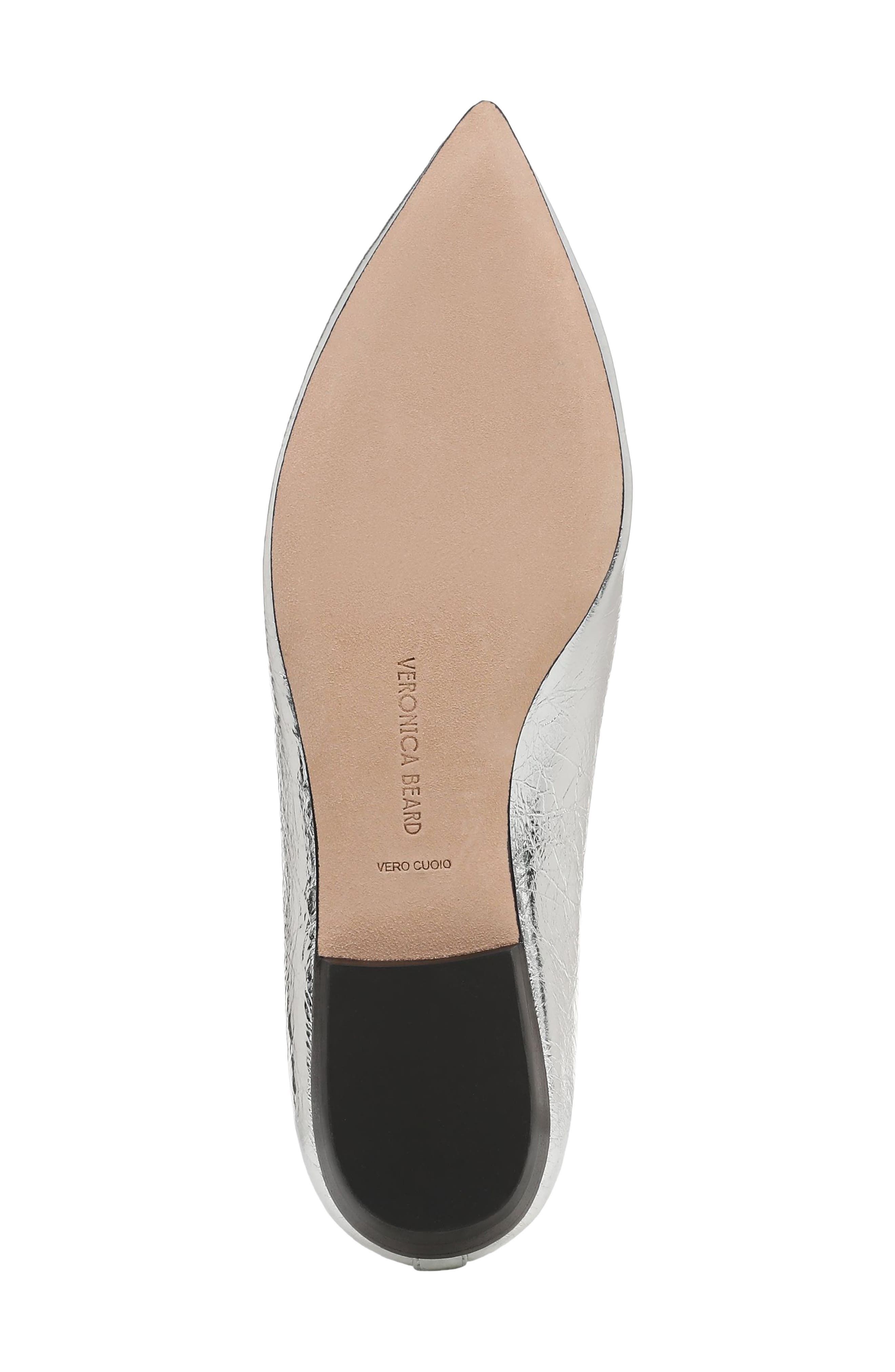 Veronica Beard Bancroft Pointed Toe Flat, Alternate, color, Silver