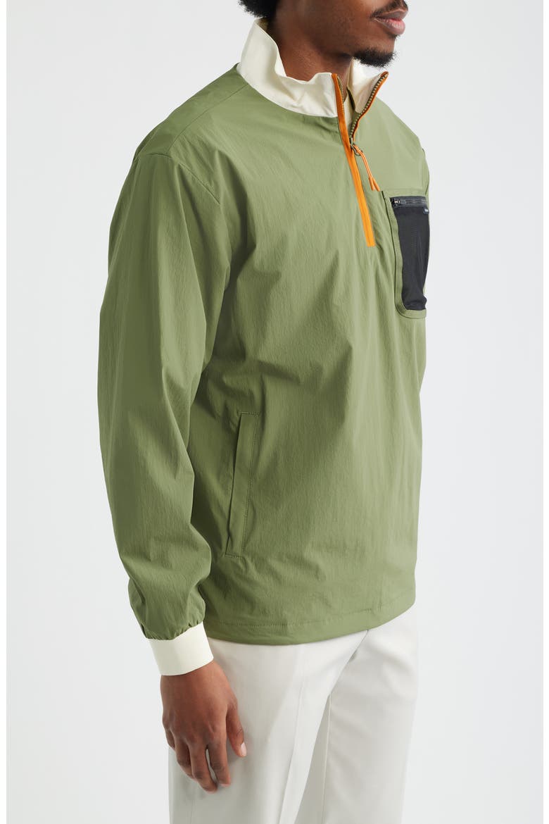 Cascade Colorblock Quarter Zip Windshirt Pullover, Alternate, color, OLIVINE