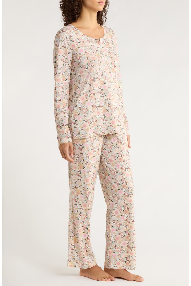 Meribel Floral Organic Cotton Pajamas, Alternate, color, STRAWBERRY
