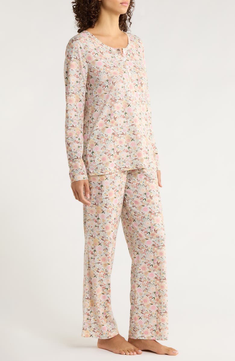 Papinelle Meribel Floral Organic Cotton Pajamas, Alternate, color, Strawberry