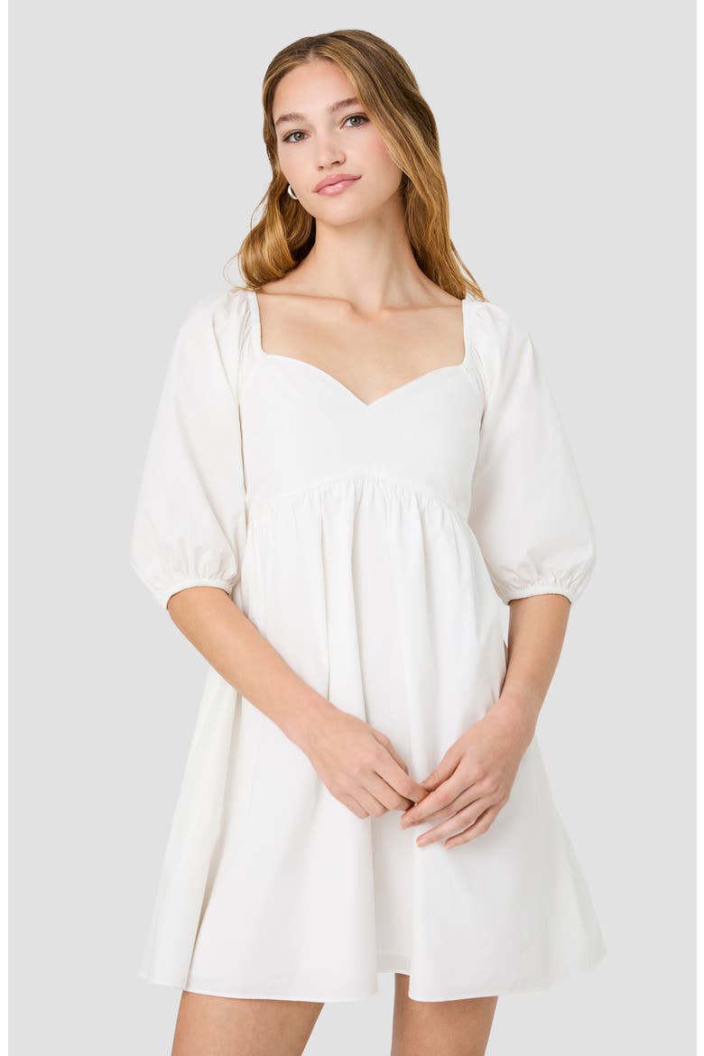 Cambria Puff Shoulder Cotton Minidress, Alternate, color, SUMMER WHITE