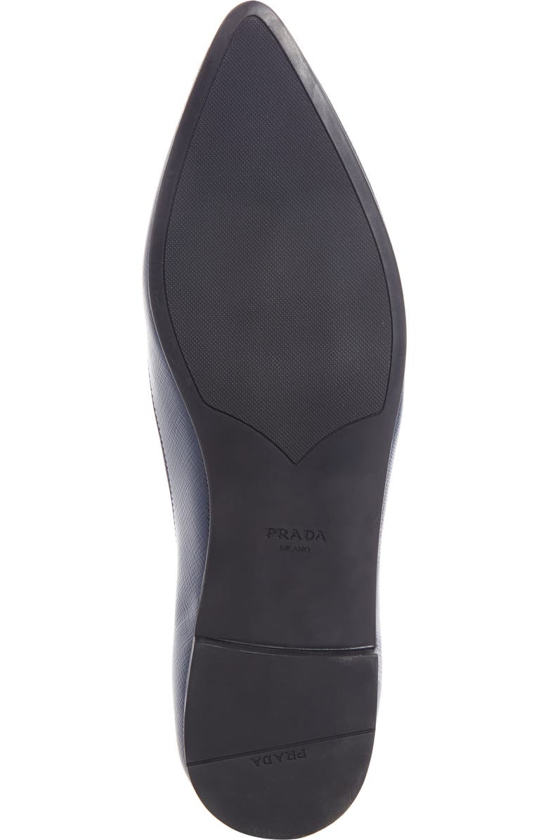 Prada Bow Logo Pointed Toe Flat, Alternate, color,