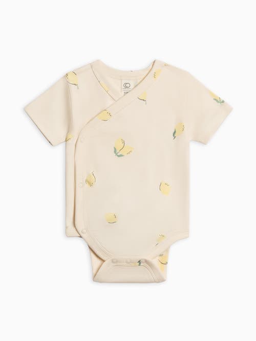 Colored Organics Organic Cotton Lark Short Sleeve Kimono Bodysuit In Neutral