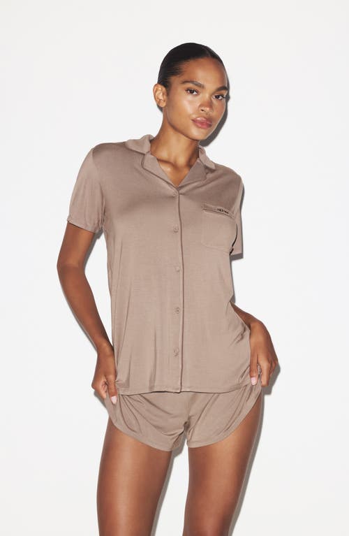 Skims Short Sleeve Pajama Set In Brown