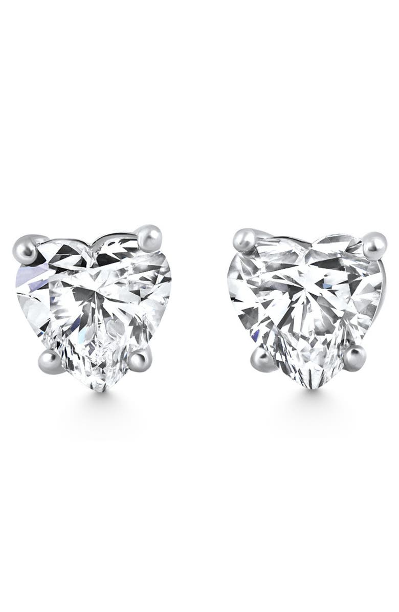 Bliss Diamond 2Ct TW Heart Shape Diamond Studs Lab Grown 14k Gold, Main, color, 14K White Gold