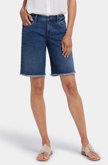 Nydj Lilly Fray Hem Denim Shorts In Blue