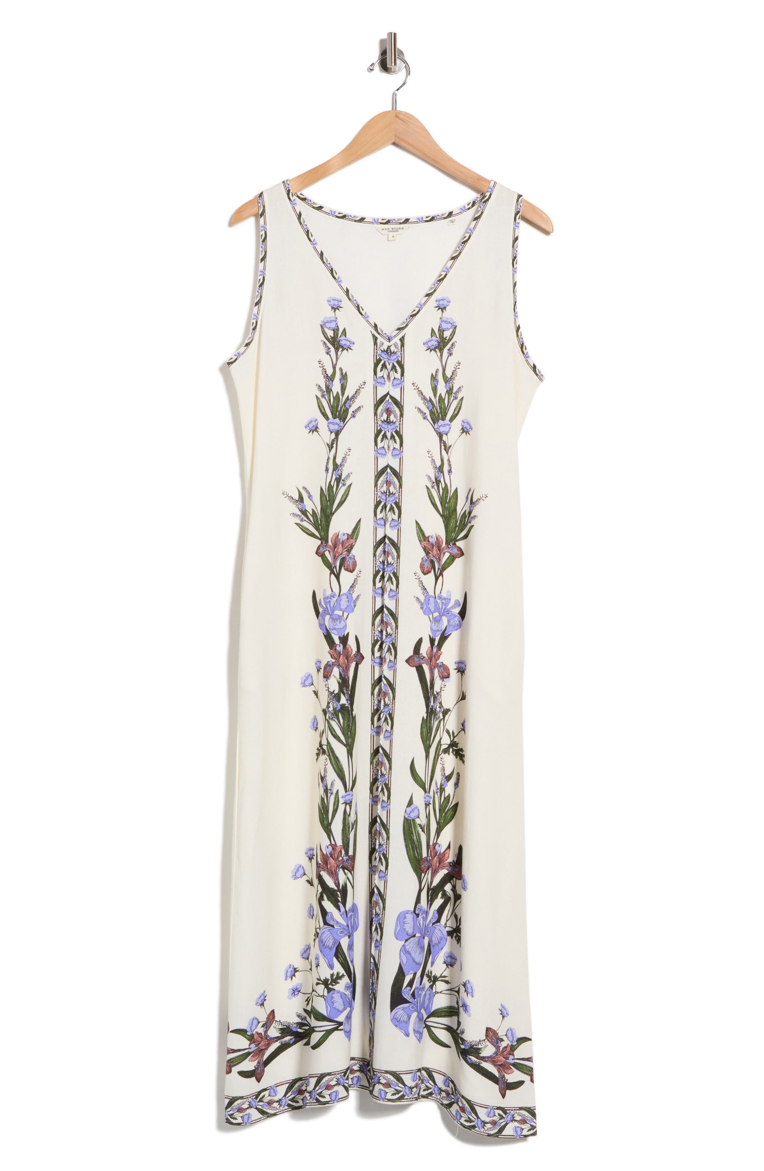 Border Print Sleeveless Maxi Dress